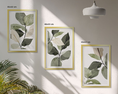 Composição de quadros moderna Folhas de plantas pintadas em estilo boho