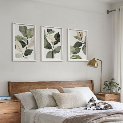Composição de quadros moderna Folhas de plantas pintadas em estilo boho
