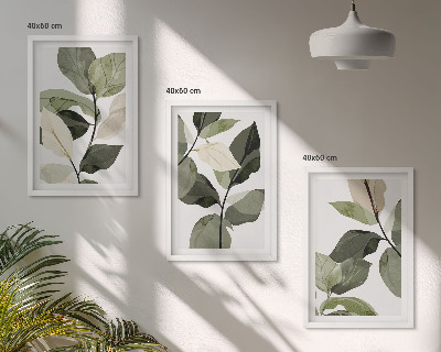 Composição de quadros moderna Folhas de plantas pintadas em estilo boho