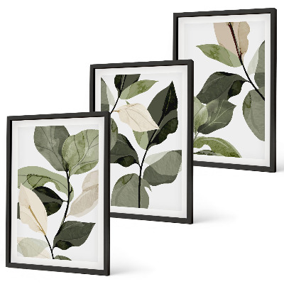 Composição de quadros moderna Folhas de plantas pintadas em estilo boho