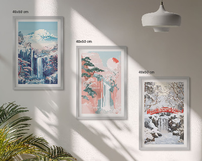 Conjunto de quadros para sala de estar paisagens montanhosas cachoeiras