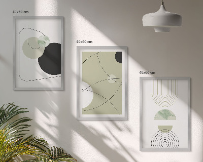 Conjunto de 3 quadros com moldura Formas abstratas e cores