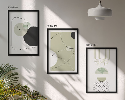 Conjunto de 3 quadros com moldura Formas abstratas e cores