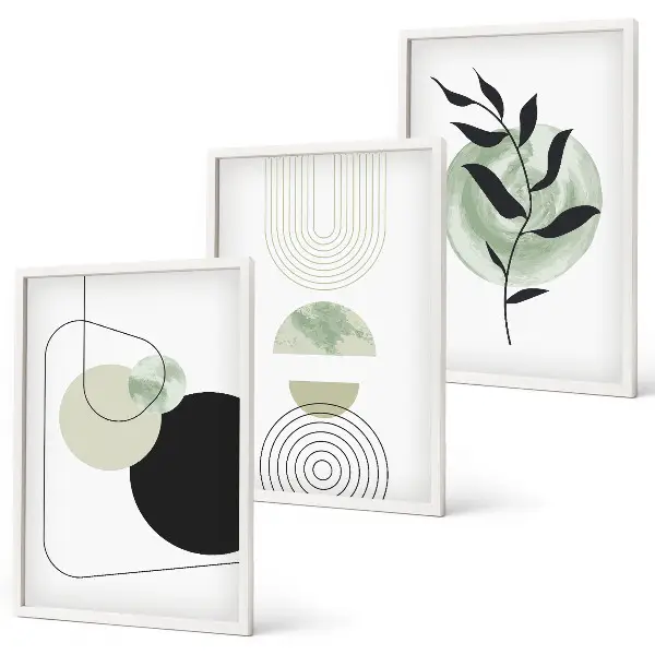 Conjunto de quadros para sala de estar com formas abstratas de plantas