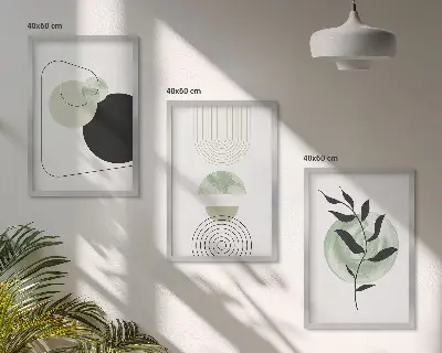 Conjunto de quadros para sala de estar com formas abstratas de plantas