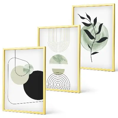 Conjunto de quadros para sala de estar com formas abstratas de plantas