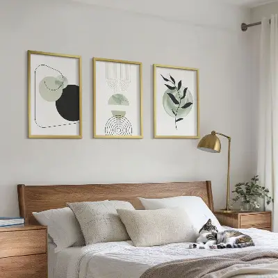 Conjunto de quadros para sala de estar com formas abstratas de plantas