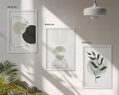 Conjunto de quadros para sala de estar com formas abstratas de plantas