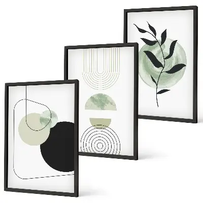 Conjunto de quadros para sala de estar com formas abstratas de plantas