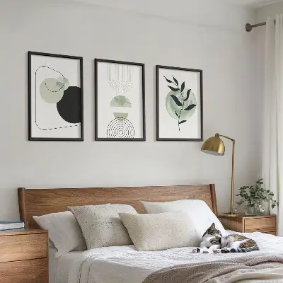 Conjunto de quadros para sala de estar com formas abstratas de plantas