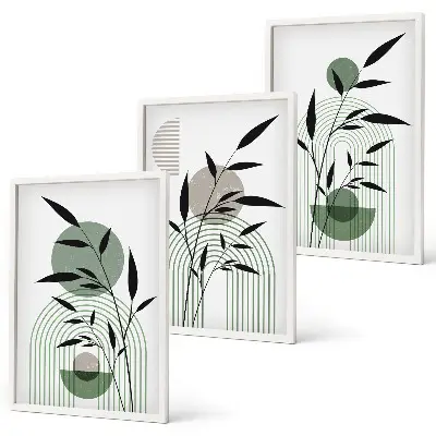 Composição de quadros moderna com estampas de plantas estilo boho