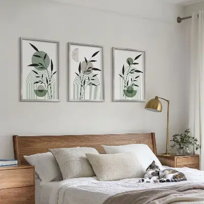 Composição de quadros moderna com estampas de plantas estilo boho
