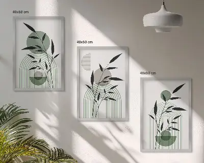 Composição de quadros moderna com estampas de plantas estilo boho