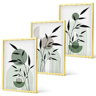 Composição de quadros moderna com estampas de plantas estilo boho