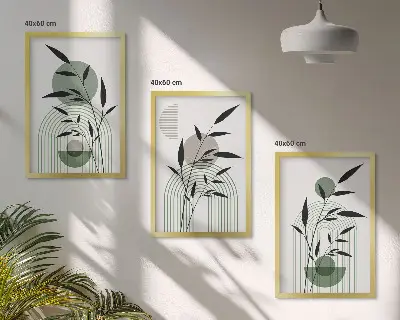 Composição de quadros moderna com estampas de plantas estilo boho