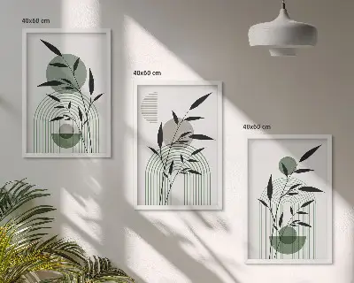 Composição de quadros moderna com estampas de plantas estilo boho