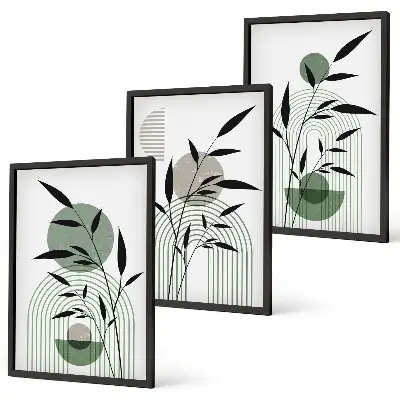Composição de quadros moderna com estampas de plantas estilo boho