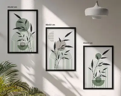 Composição de quadros moderna com estampas de plantas estilo boho