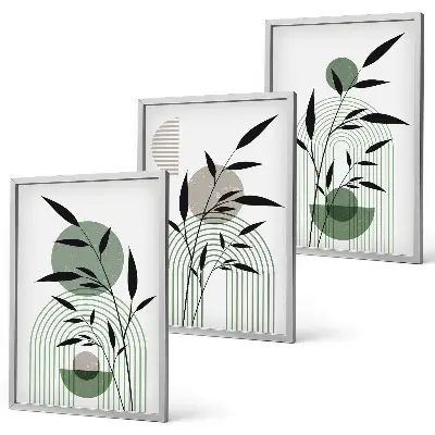 Composição de quadros moderna com estampas de plantas estilo boho