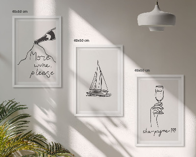 Composição de quadros moderna desenho de veleiro de vinho em taça de vidro