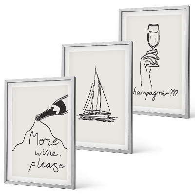 Composição de quadros moderna desenho de veleiro de vinho em taça de vidro