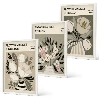 Composição de quadros moderna com arranjos florais retrô