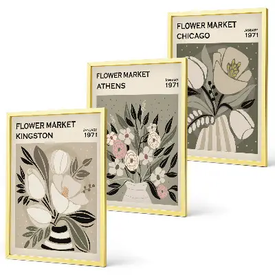 Composição de quadros moderna com arranjos florais retrô
