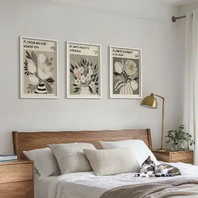 Composição de quadros moderna com arranjos florais retrô