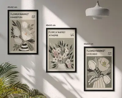 Composição de quadros moderna com arranjos florais retrô