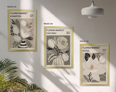 Conjunto de quadros para sala de estar Flores Kingston Seul Chicago retrô