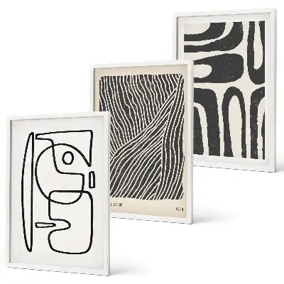 Composição de quadros moderna com padrões abstratos, linhas e texturas