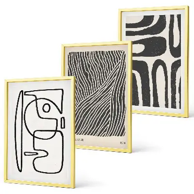 Composição de quadros moderna com padrões abstratos, linhas e texturas