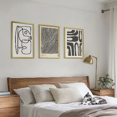 Composição de quadros moderna com padrões abstratos, linhas e texturas
