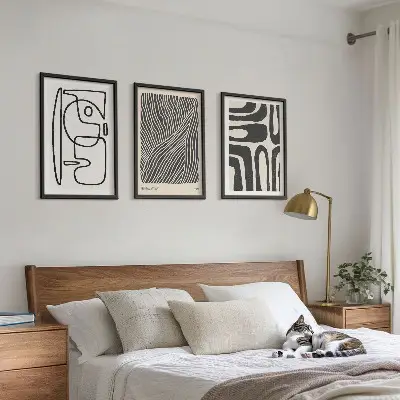 Composição de quadros moderna com padrões abstratos, linhas e texturas