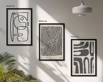 Composição de quadros moderna com padrões abstratos, linhas e texturas