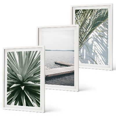 Conjunto de quadros para sala de estar ponte de madeira feita de folhas de palmeira