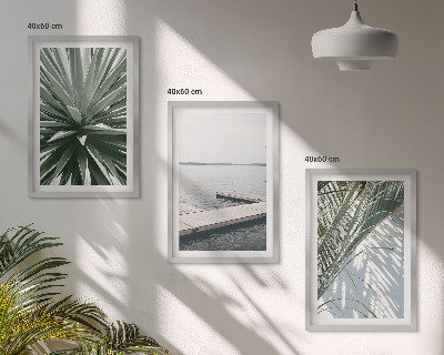 Conjunto de quadros para sala de estar ponte de madeira feita de folhas de palmeira