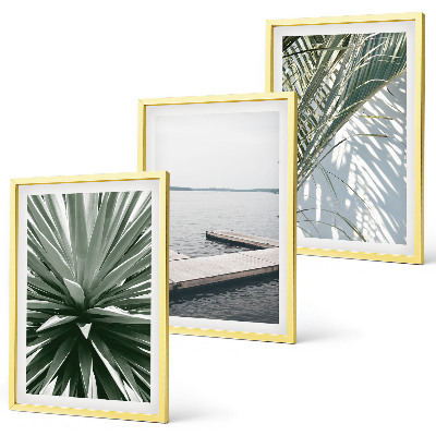 Conjunto de quadros para sala de estar ponte de madeira feita de folhas de palmeira