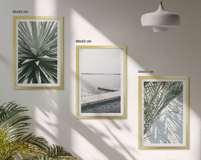 Conjunto de quadros para sala de estar ponte de madeira feita de folhas de palmeira
