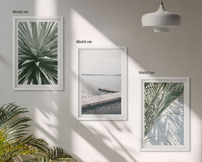 Conjunto de quadros para sala de estar ponte de madeira feita de folhas de palmeira
