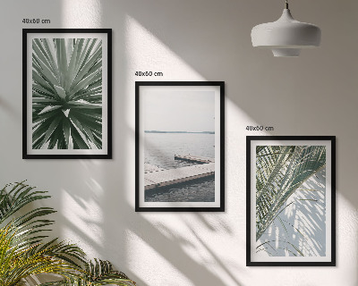 Conjunto de quadros para sala de estar ponte de madeira feita de folhas de palmeira
