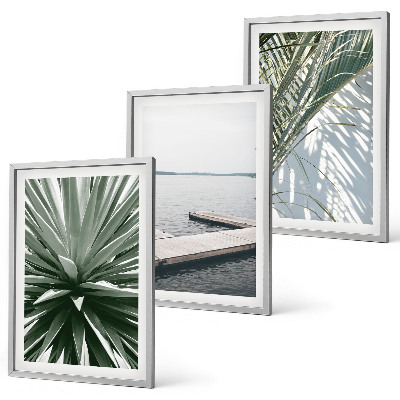 Conjunto de quadros para sala de estar ponte de madeira feita de folhas de palmeira