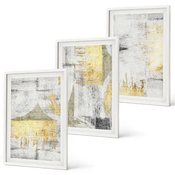 Conjunto de quadros para sala de estar com padrões abstratos de pintura moderna
