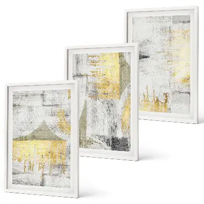 Conjunto de quadros para sala de estar com padrões abstratos de pintura moderna