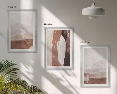 Conjunto de quadros modernos com padrões abstratos em tons de marrom e bege