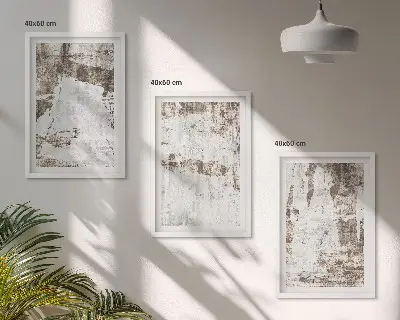 Conjunto de 3 quadros com moldura com padrões abstratos em branco e marrom