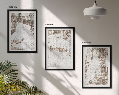 Conjunto de 3 quadros com moldura Padrões abstratos em branco e marrom