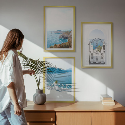 Conjunto de quadros para sala de estar Arquitetura marítima da Grécia