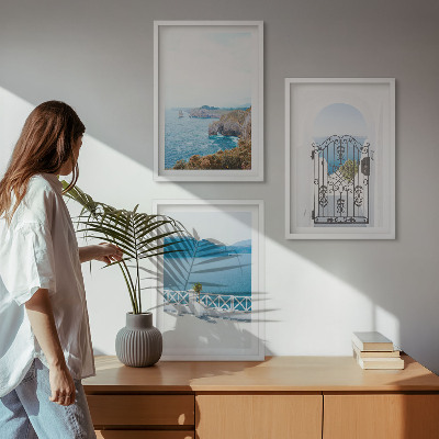 Conjunto de quadros para sala de estar Arquitetura marítima da Grécia