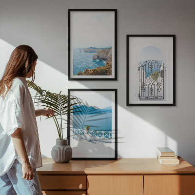 Conjunto de quadros para sala de estar Arquitetura marítima da Grécia